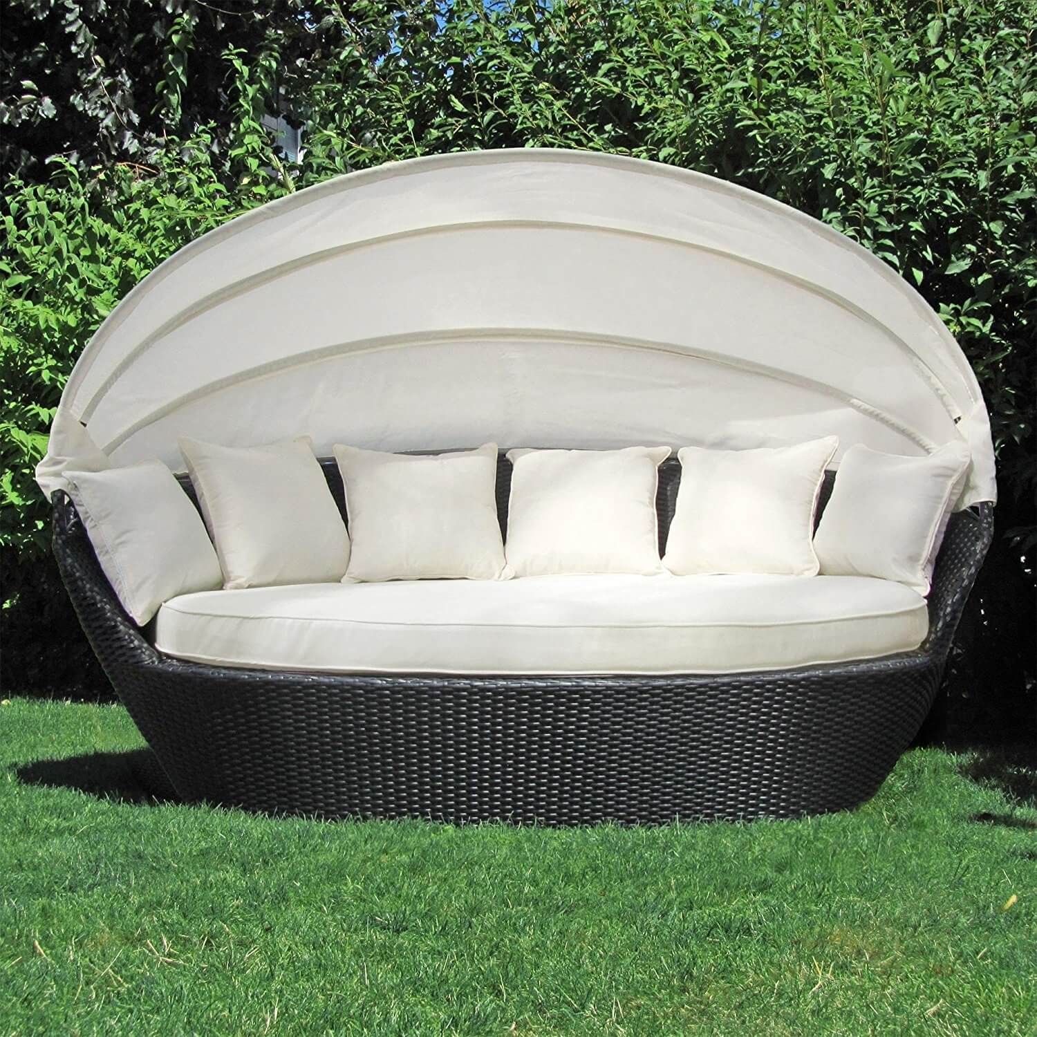 Polyrattan Sonneninsel Sitzfläche Sitzauflage Bezug Weiß 190x110 cm 